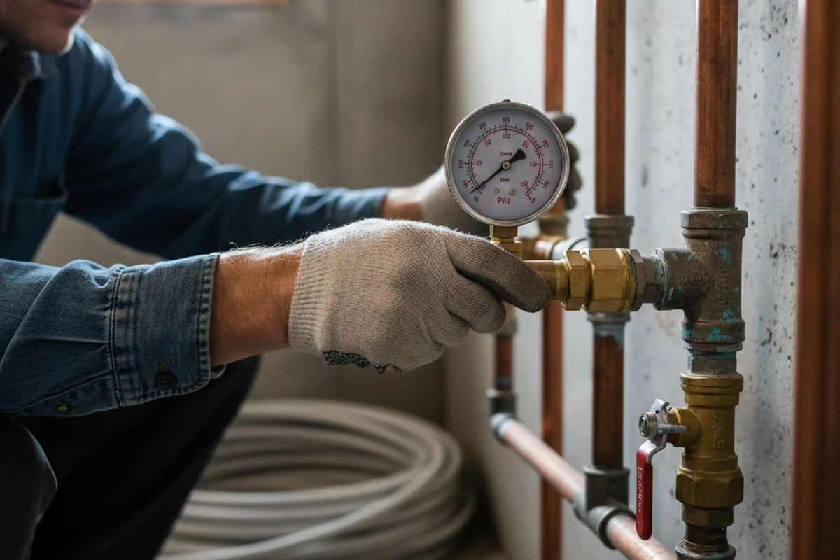 Pressure testing a repaired line during Water Line Repair in Cummington